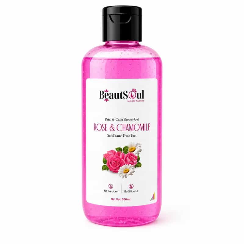 BeautSoul Rose & Chamomile Bodywash – Gentle Daily Cleansing & Refreshing Floral Care | 300 ml