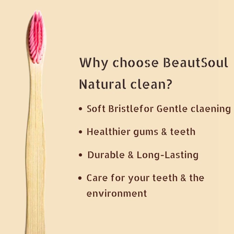 BeautSoul Bamboo Toothbrush Pack of 3 - Image 4